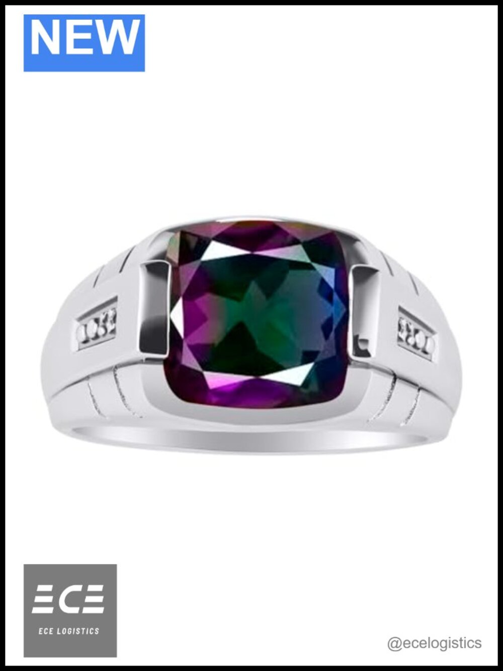 12MM Cushion Alexandrite & Diamond Sterling Silver Halo Ring